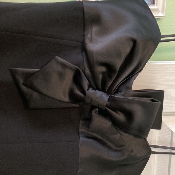 Vintage 90s Maggy London little black dress satin bow prom classic - Picture 2 of 6